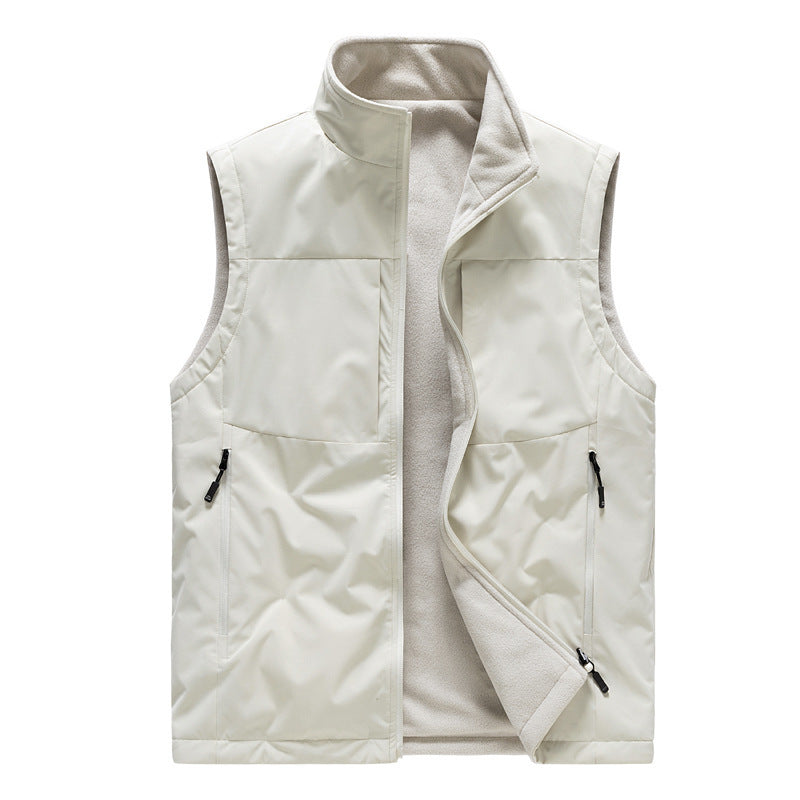 Men's Double-sided Fleece Vest Winter Warm Loose Sleeveless Men DealSniper.net Ivory White 2XL