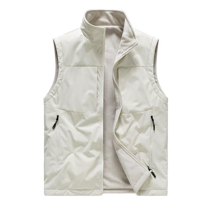 Men's Double-sided Fleece Vest Winter Warm Loose Sleeveless Men DealSniper.net Ivory White 2XL