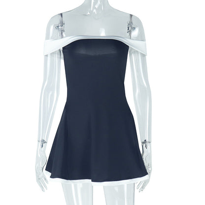 Women's Black And White Patchwork Summer Dress Women Gym From House Black L