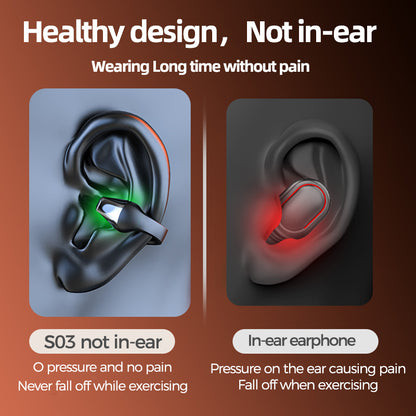 Ear Clip Bone Conduction Headphone Bluetooth Wireless Earphone