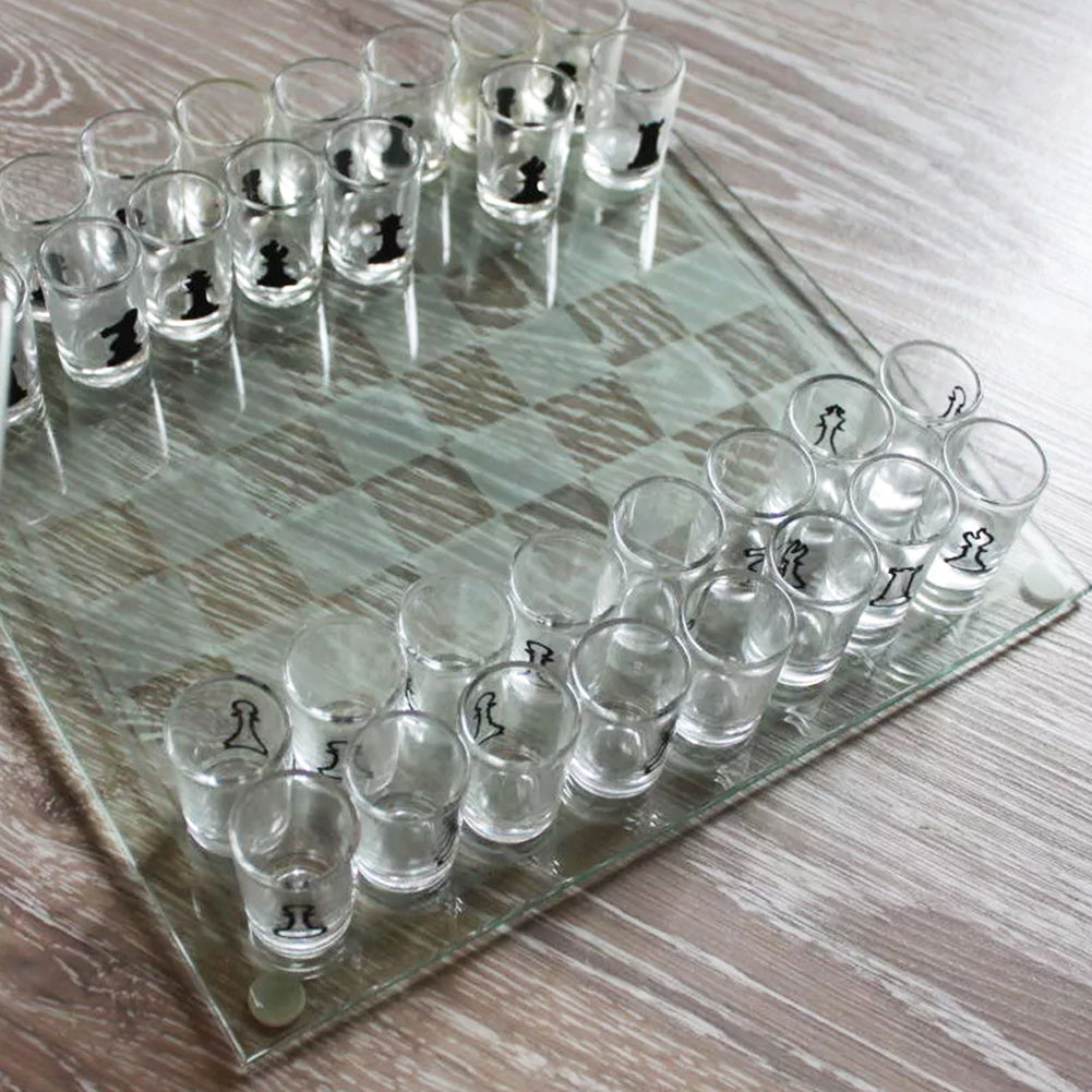 Bar Game Crystal Wine Glass Checker Chess Board Medium Size Hobby DealSniper.net