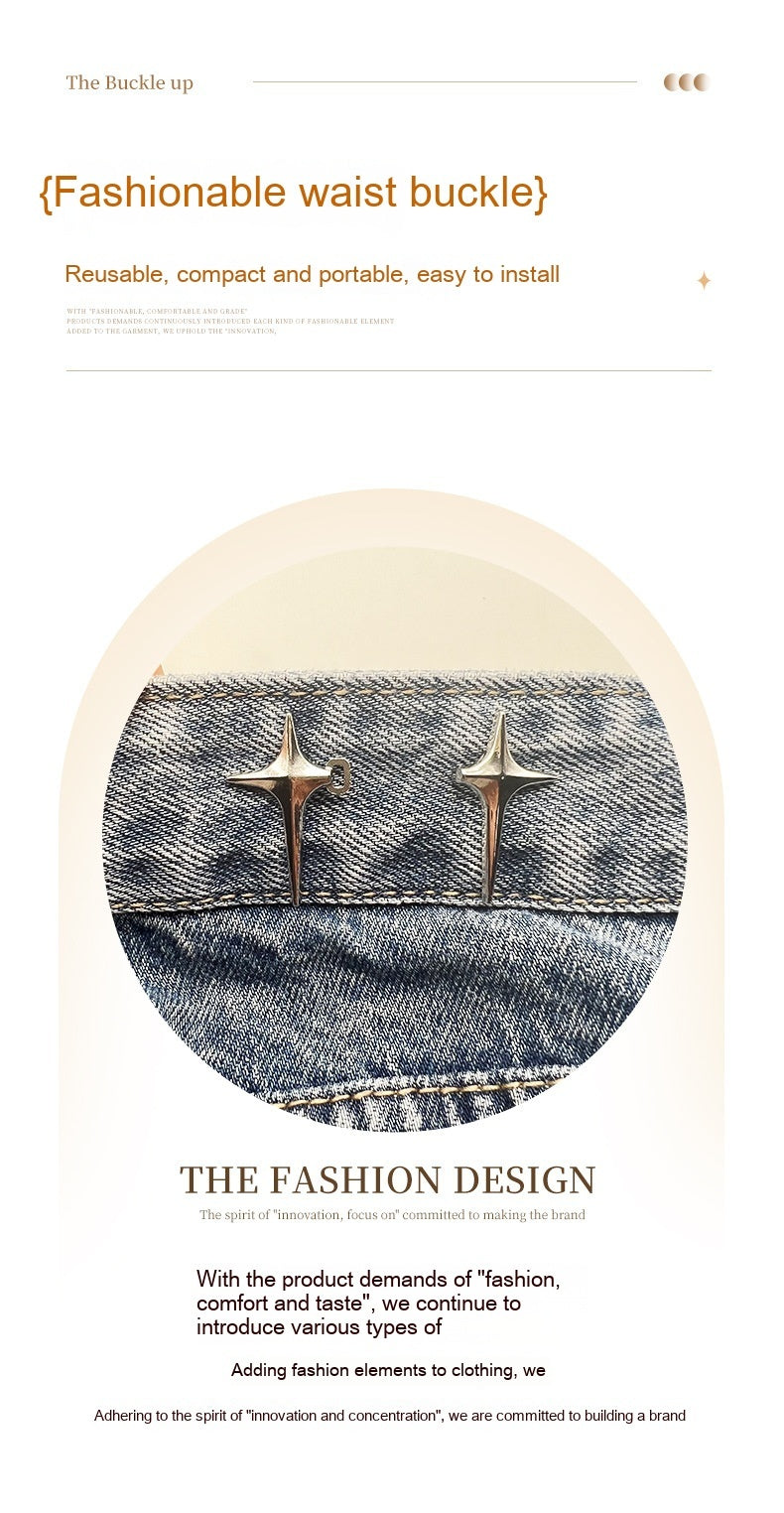 Adjustable Waist Jeans Waist-tight Artifact Button Women DealSniper.net