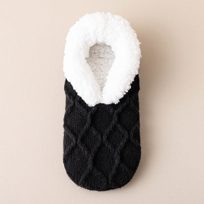 Winter Warm Short Cotton Slipper Socks Unisex Fluffy Socks Women DealSniper.net Black Free Size