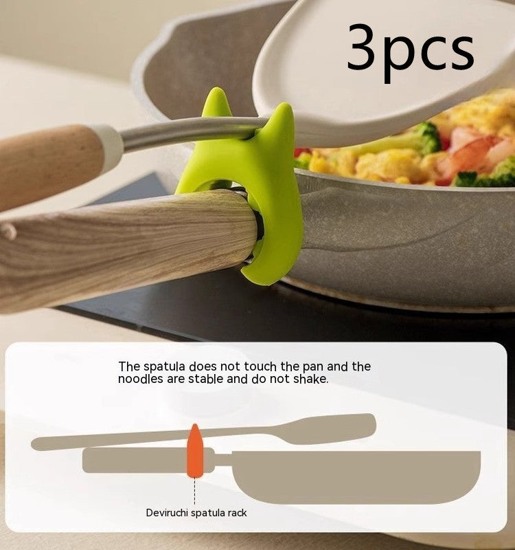 Multifunctional Spatula Holder Silicone Anti-overflow Spoon Holder Kitchen dealsniper-net Green Truner Frame 3PCS