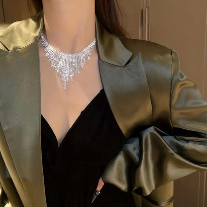 Exaggerated Stylish Trendy Necklace Spring New Diamond Tassel Jewelry Gym From House