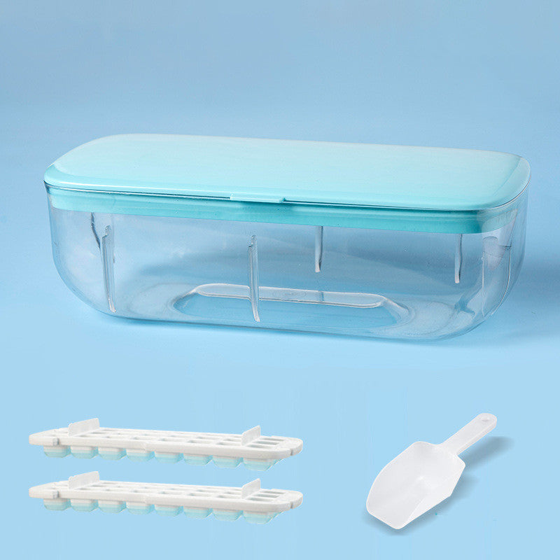Ice Cube Tray With Storage Box Quick Demould Ice Cube Moulds Deals DealSniper.net Blue Double layer