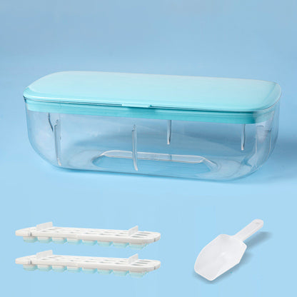 Ice Cube Tray With Storage Box Quick Demould Ice Cube Moulds Deals DealSniper.net Blue Double layer