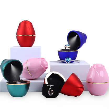 Creative Roses Shape LED Light Jewelry Packing Box Jewelry DealSniper.net