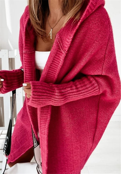 Fashion Bat Sleeve Hooded Cardigan Oversized Loose Women Gym From House Red L