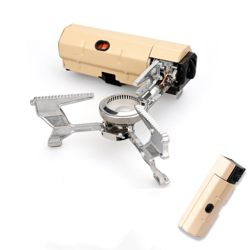 Camping Gas Stove Portable Folding Cassette Stove Outdoor Hiking BBQ Travel Cooking Grill Cooker Gas Burner Food Heating Tool Kitchen Gadgets Kitchen DealSniper.net Khaki