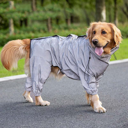 Raincoat Outdoor Waterproof Reflective Coat For Large Dogs And Pets Pets DealSniper.net Grey L