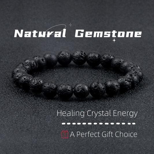 Natural Volcanic Stone Beads Bracelets Black Lava Men Women