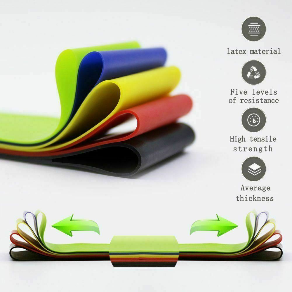 Resistance Bands Loop Set Of 5 Exercise Workout CrossFit Fitness Yoga Booty Band Sports DealSniper.net