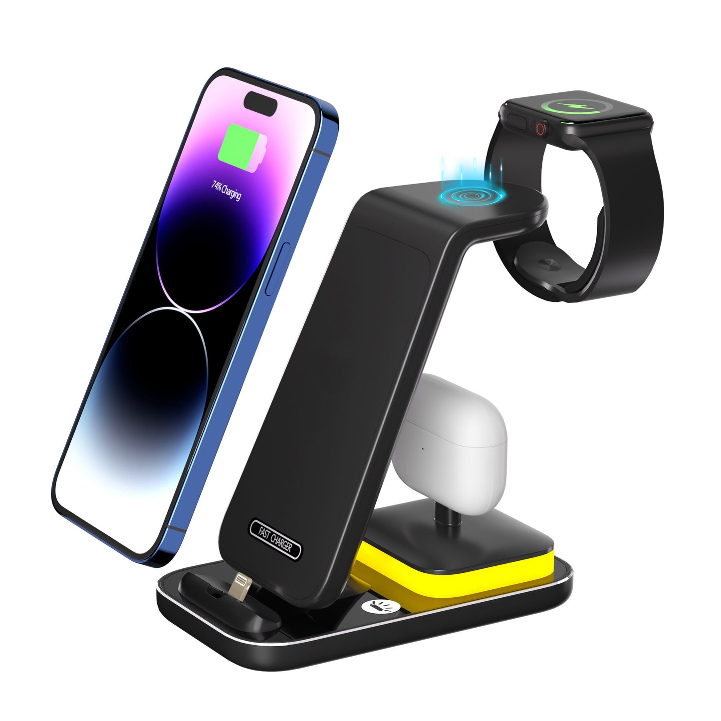15W Fast Charge Vertical Wireless Charger Mobile Phone Watch Headset Electronics DealSniper.net Black