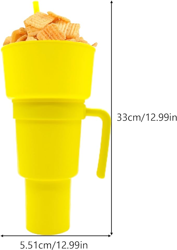 5 Pcs Stadium Tumbler With Snack Bowl, 2 In 1 Travel Cup With Snack Bowl, Cup Snack With Bowl On Top And Straw, Leak Proof Snack Cup And Bowl Combo 32oz Blue, Orange, Pink, Green, Yellow Kitchen dealsniper-net