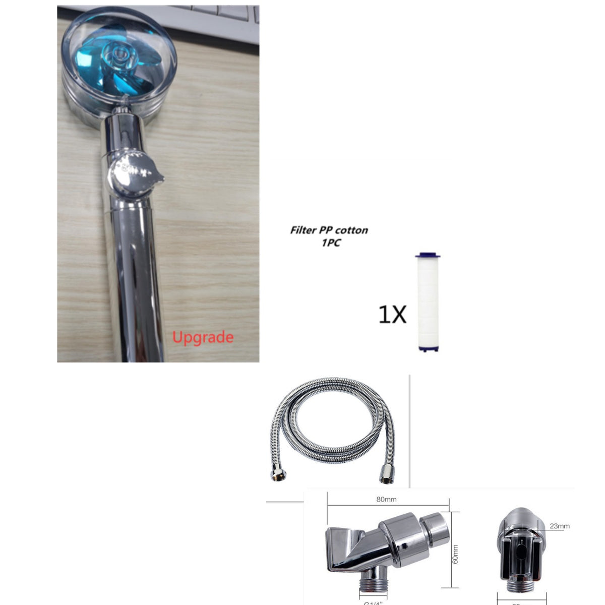 New Turbo Propeller Shower Head Water Saving High Pressure Flow House Gym From House Blue upgrade B Set