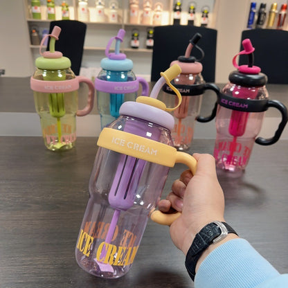 Plastic Water Bottle With Straw Cartoon Cup Drinking Cup