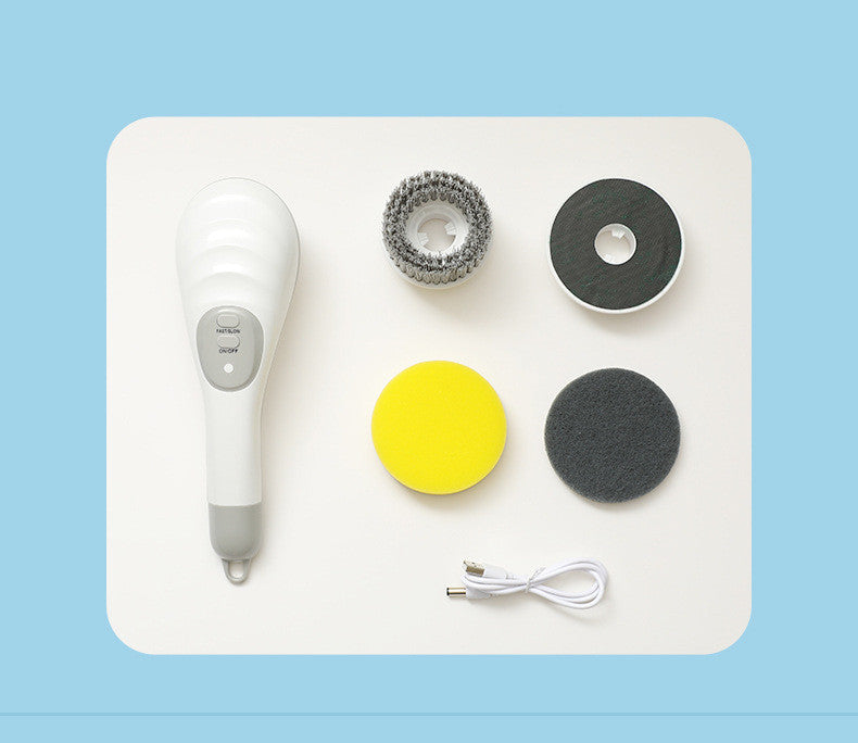 New Multifunctional Electric Dishwashing Brush For Wireless Cleaning House Gym From House Grey and white English packaging