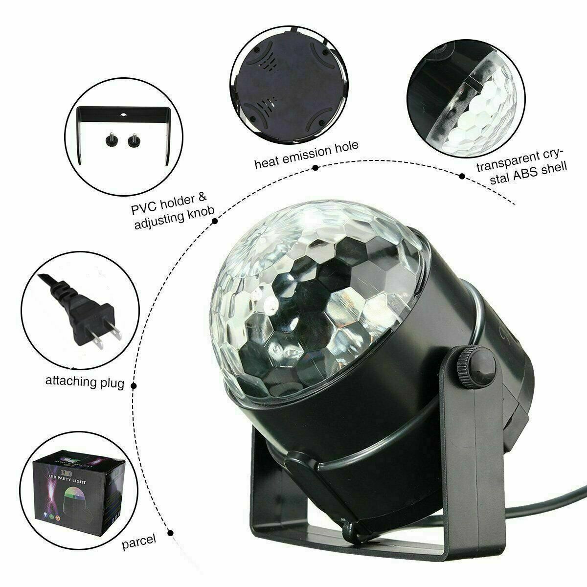 Disco Party Lights Strobe LED DJ Ball Sound Lamp Decoration