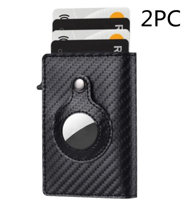 AirTag Wallet Anti Theft Bullet Card Bag Multi-functional Rfid Card Holder Gadgets dealsniper-net Leather carbon black 2PC