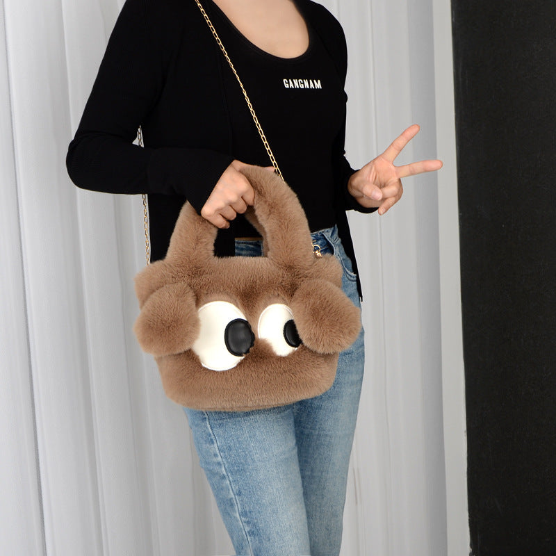 Cute Cartoon Big Eyes Dog Plush Bags For Women Women Gym From House