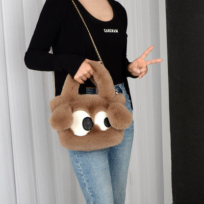 Cute Cartoon Big Eyes Dog Plush Bags For Women Women Gym From House