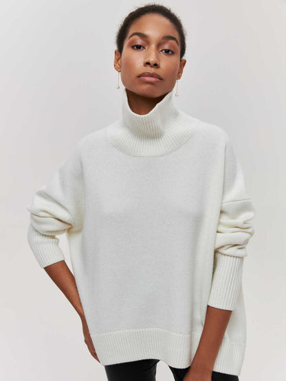 Winter Turtleneck Sweater Ins Solid Color Long Sleeve Pullover Women null White 2XL