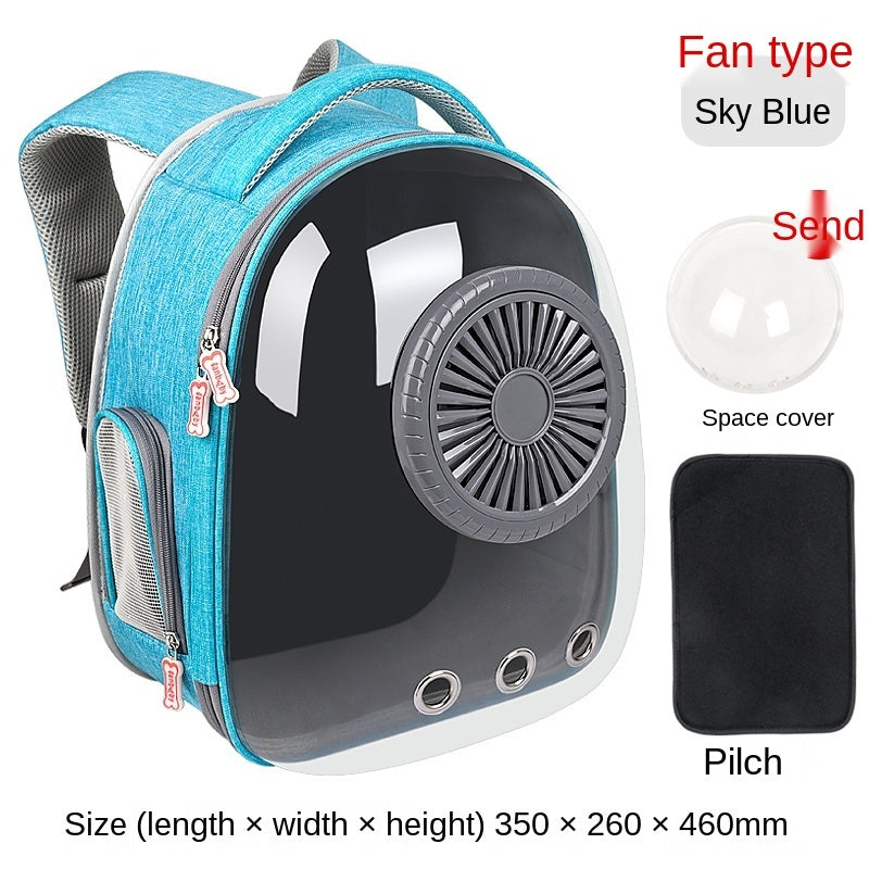 Portable Space Capsule Pet Backpack Pets DealSniper.net Blue With fan