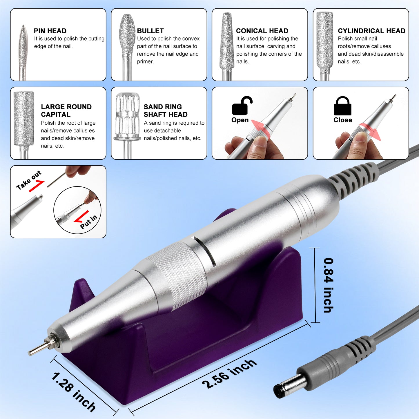 Professional Electric Cordless Nail Drill File-Glitter Portable Cordless Beauty dealsniper-net