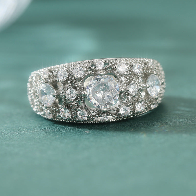 Silver Tone White Ring For Women, Trendy Wedding Fashion Ring Jewelry Gym From House