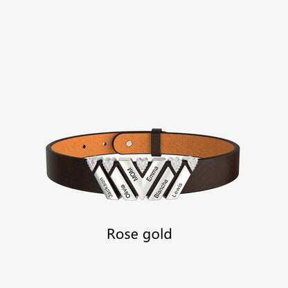 New Leather DIY Lettering Bracelet Drill Buckle Jewelry Gym From House 5small beads Rose Gold