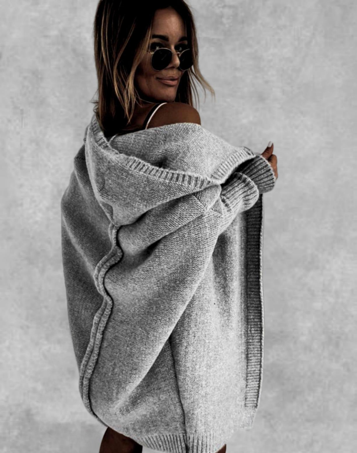 Fashion Bat Sleeve Hooded Cardigan Oversized Loose Women Gym From House