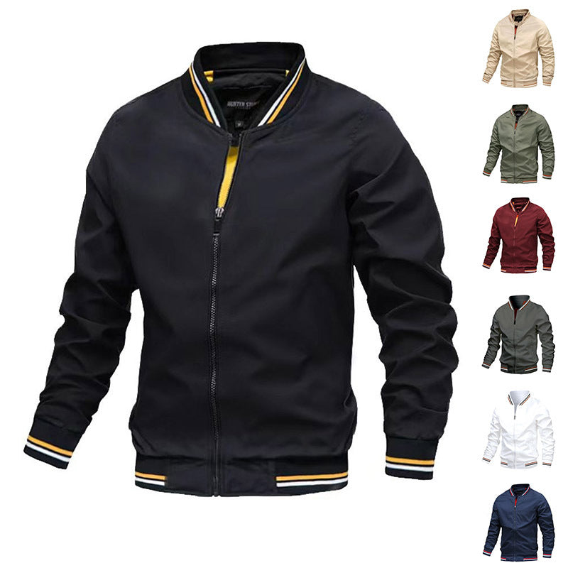 Men's Striped Zip-up Jacket With Pockets Fashion