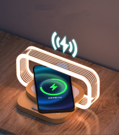 Wooden Mobile Phone Wireless Charger Small Night Lamp Electronics Gym From House