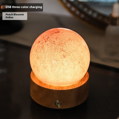 Crystal Glass Small Night Lamp Touch Ambience Light Home Decor Gym From House Gift Box Tricolor Peach Blossom Pink