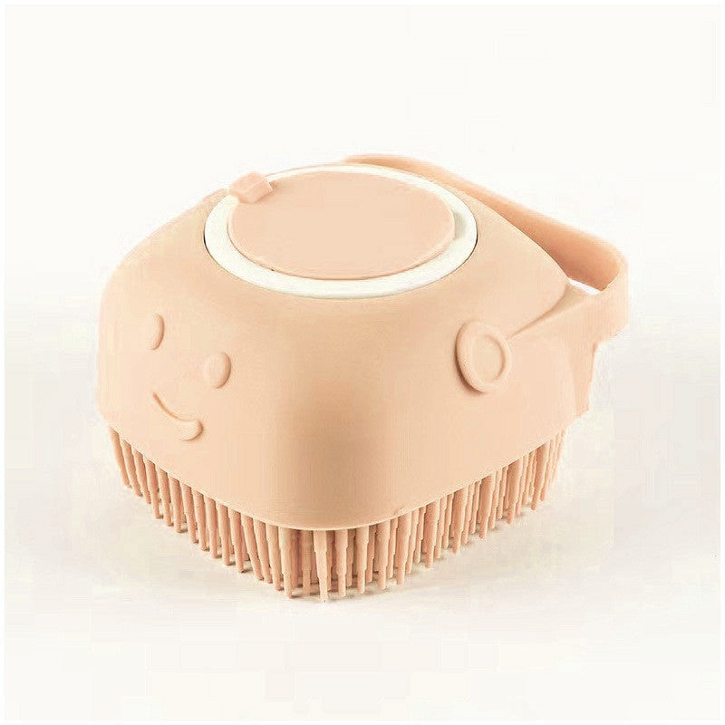 Silicone Dog Bath Massage Gloves Brush Pet Cat Bathroom Cleaning Tool Pets dealsniper-net Beige Round shape