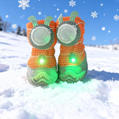 New Glowing Dog Shoes 4PCS LED Light-Up Anti-Slip Paw Protector Pets Gym From House