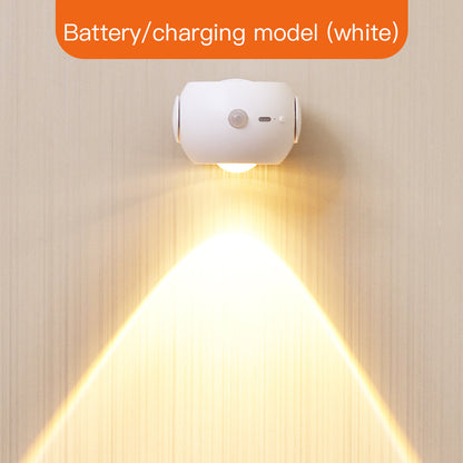 Adjustable Angle Human Sensing Light, Wireless Sunset Light, Indoor Spotlight, House DealSniper.net White USB charging and AAA bat
