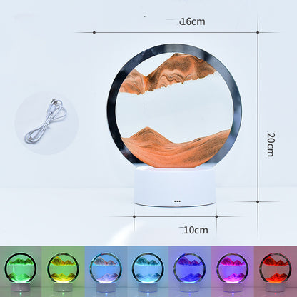 Desktop Quicksand Painting Dynamic Decoration Hourglass Lamp Home Decor Gym From House Orange USB