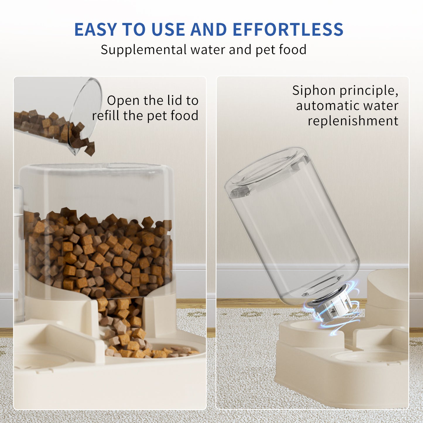 Transparent And Visible Pet Feeding And Drinking Dispenser Pets Gym From House