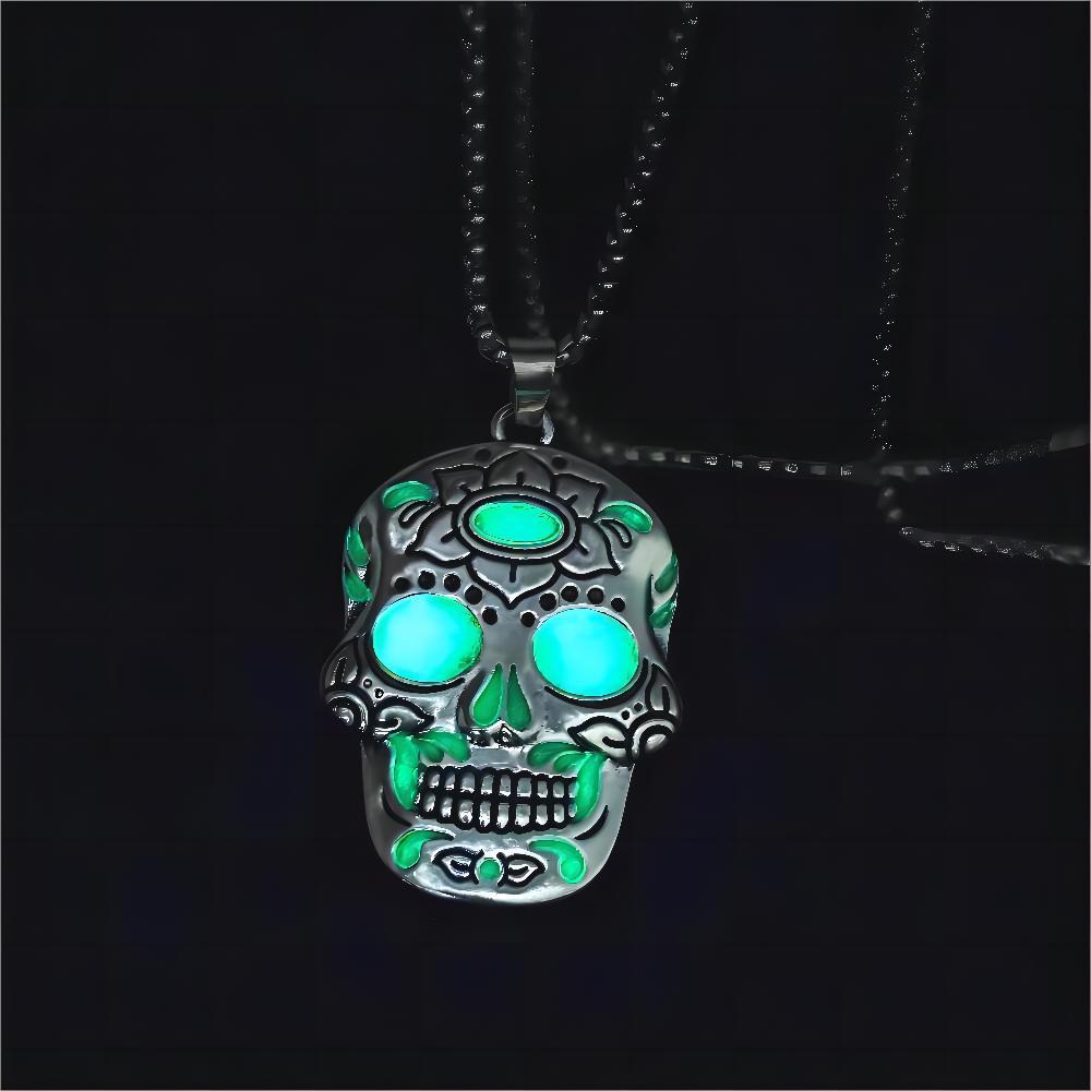 Halloween Luminous Skull Necklace With Day Of The Dead