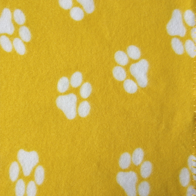 Dog Double-sided Fleece Blanket Warm Pet Blanket Pets Gym From House Yellow Bottom White Claws 100X70CM