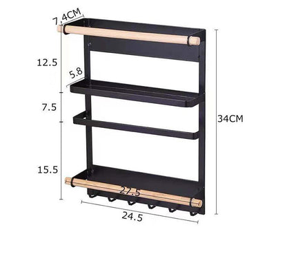 Japanese Style Magnet Refrigerator Shelf Kitchen dealsniper-net Black