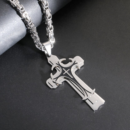 Fashion Jewelry Christian Trinity Latin Cross Necklace Jewelry dealsniper-net Silver