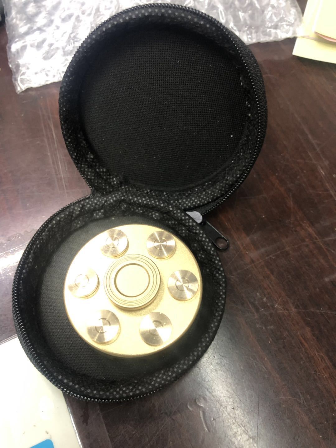 Unique Brass Gun Revolver Bullet Fidget Toy Spinner Hobby dealsniper-net Copper bullet Leather bag