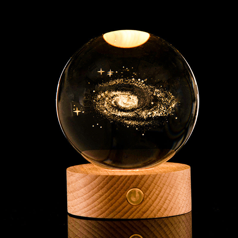 Luminous Galaxy Crystal Ball Decoration 3D Laser Inner Carving Home Decor DealSniper.net Galactic System 6cm6cm color light connection