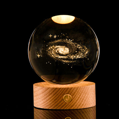 Luminous Galaxy Crystal Ball Decoration 3D Laser Inner Carving Home Decor DealSniper.net Galactic System 6cm6cm color light connection