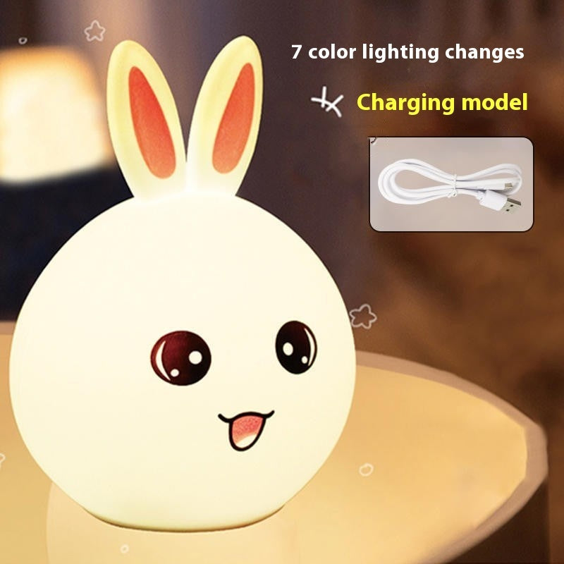 Bedside With Sleeping Eye Protection Silicone Night Lamp Home Decor DealSniper.net 1W Red Ear Rabbit