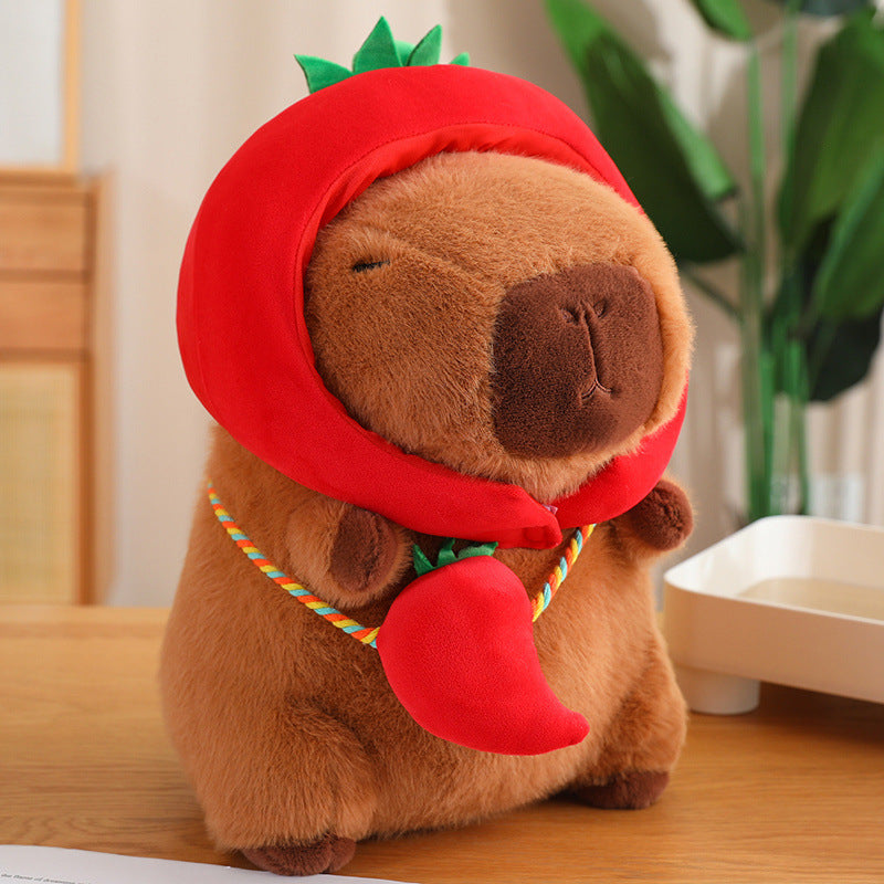 Vegetable Water Guinea Pig Doll Capabala Plush Doll Headgear Detachable Kids dealsniper-net Vegetable Capabala Chili Style 28cm