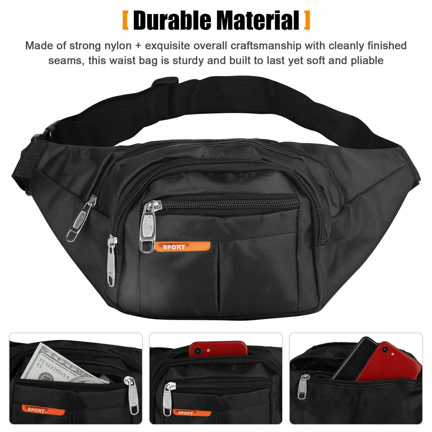 Waist Bag Fanny Pack For Men Women Hip Belt Bum Pouch Sport Travel Purse Unisex Men DealSniper.net